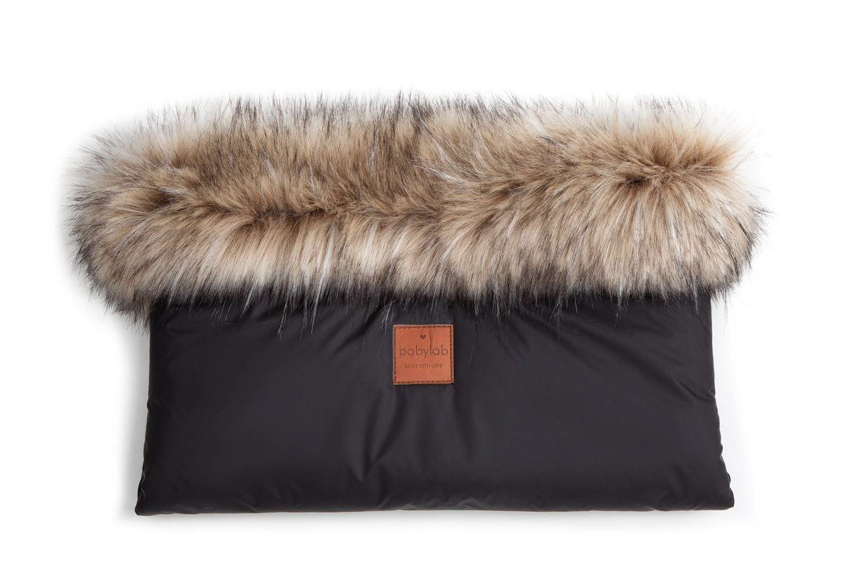 Mufka do wózka czarna z futerkiem