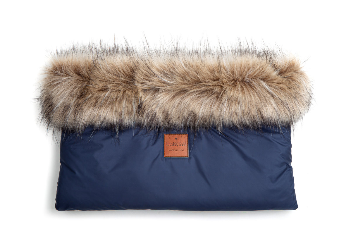 Mufka do wózka granatowa z futerkiem