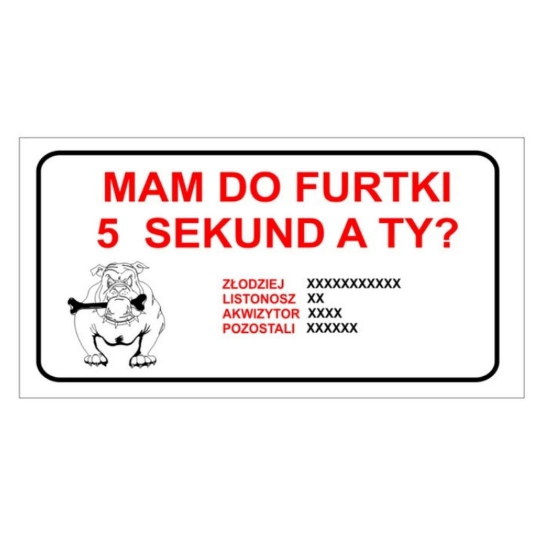 Tablica PVC 120x240 Mam do furtki 5 sekund