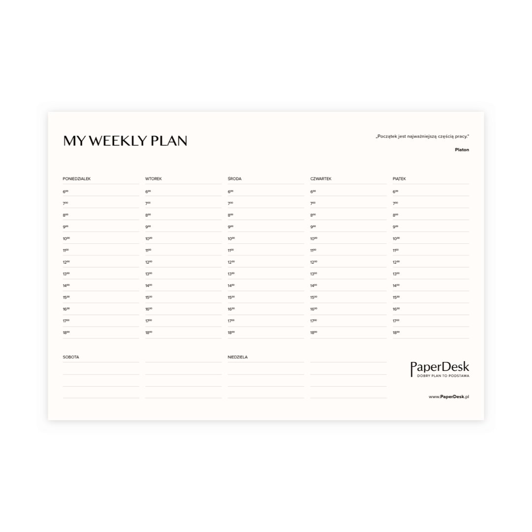 Tygodniowy Planner Z Cytatami W Wersji Harmonogram – Maxi Original