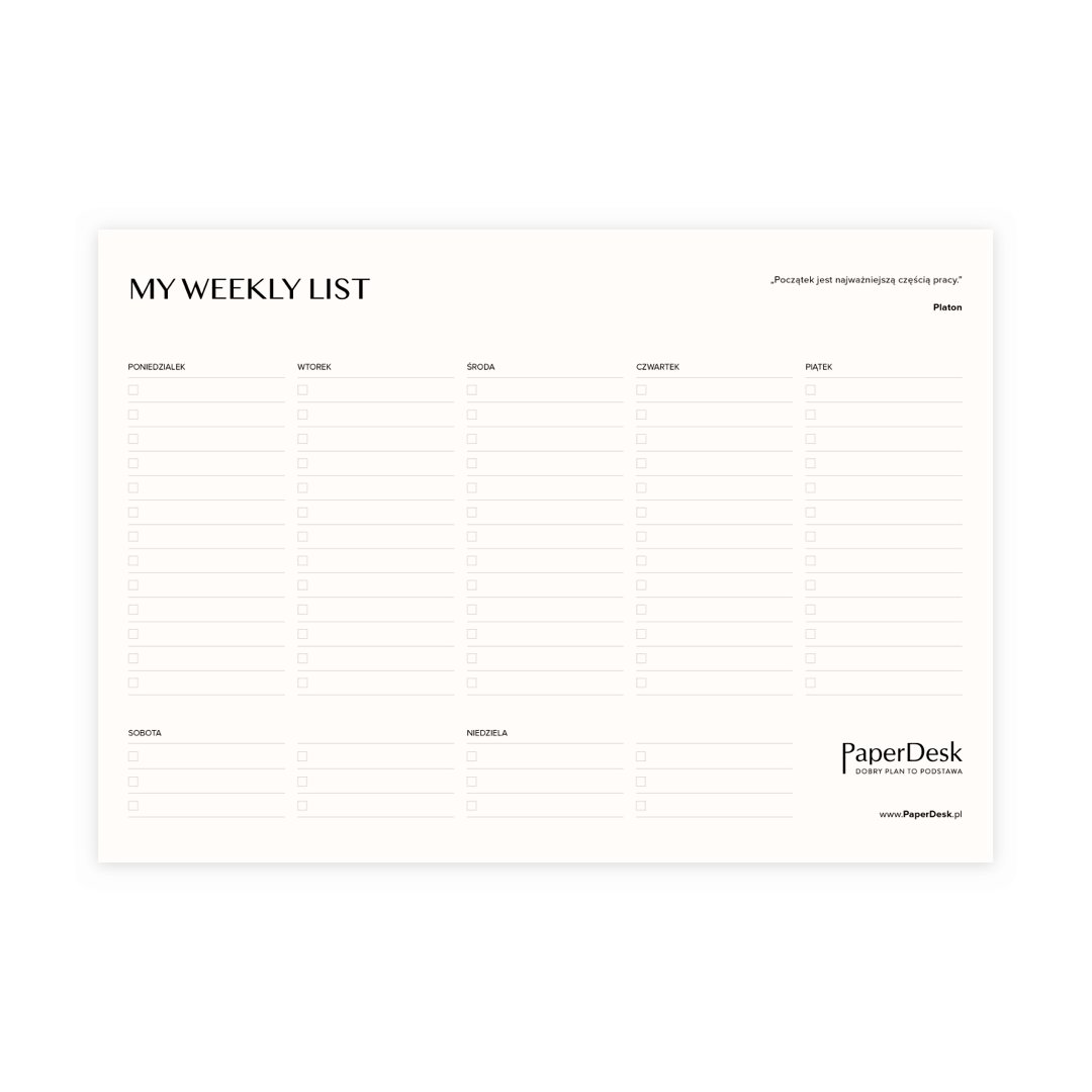 Tygodniowy Planner Z Cytatami W Wersji Z Check Listą – Maxi Original