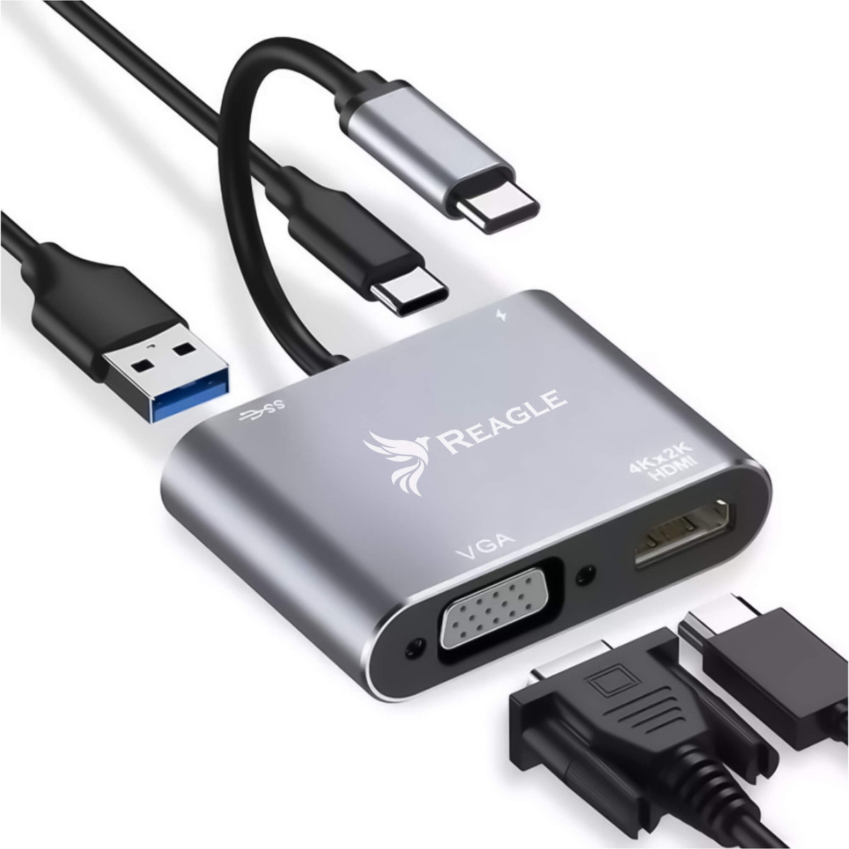 Reagle HUB USB-C Adapter HDMI 4k VGA USB MacBook PD 100W