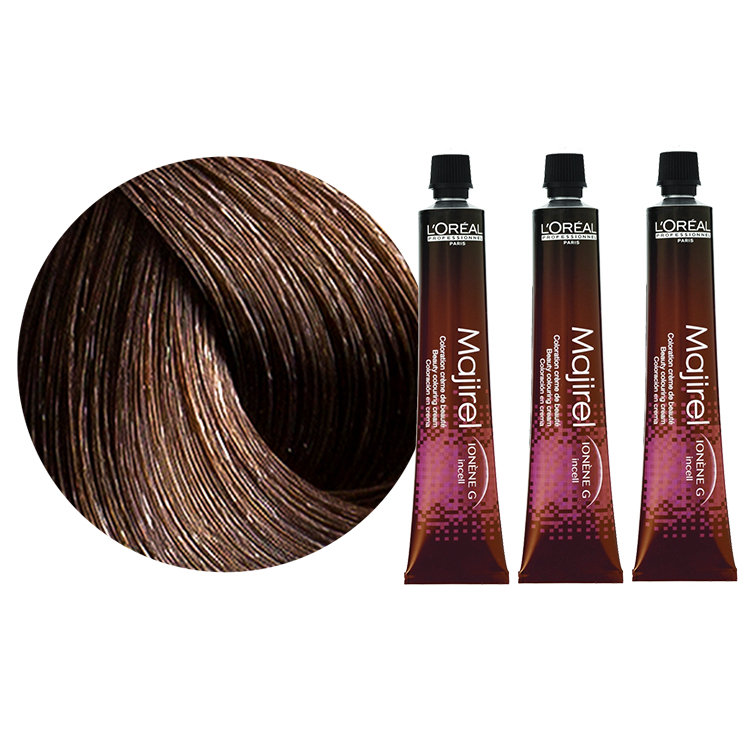 L'Oréal Professionnel, Majirel, Zestaw farba do włosów kolor 5.3 jasny brąz złocisty, 3x50 ml