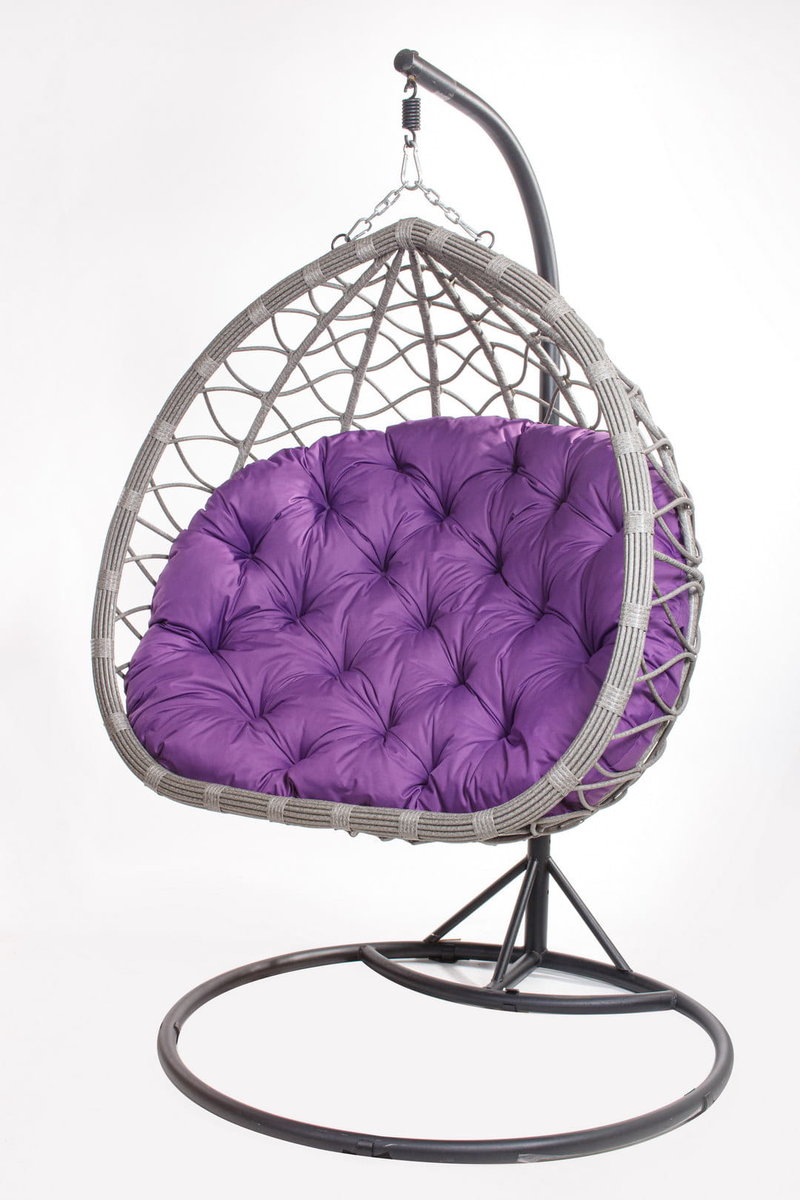 Poduszka na fotel wiszący typu kokon 100x130cm. (cena nie obejmuje mebla!) / wodoodporne poduszki ogrodowe, kolor ciemny fiolet