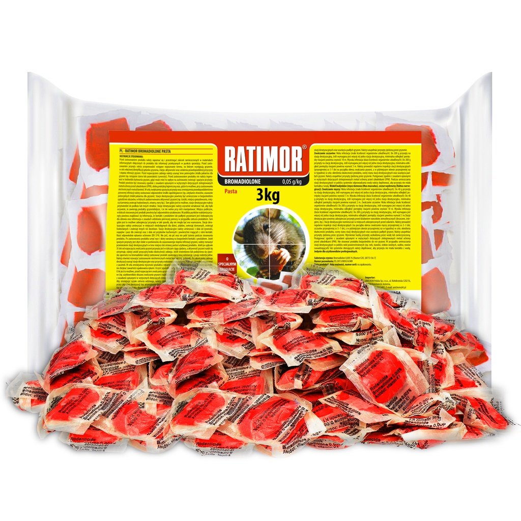 Trutka Na Myszy I Szczury 3Kg Ratimor Czerwona Pasta Bromadiolone Trucizna Substancja Środek Na Myszy Szczury Gryzonie