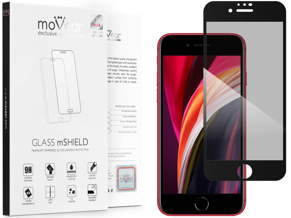 moVear 2.5D Max Privacy - Prywatyzujące Szkło Hartowane Do Apple Iphone Se (2022 / 2020) / 8 / 7 (4.7