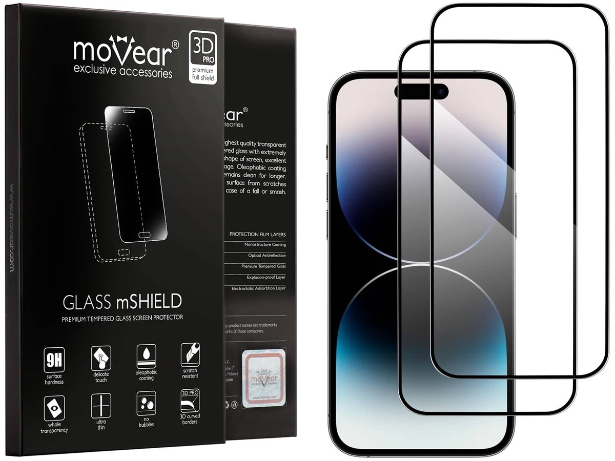 2 Szt. | moVear 3D Pro-E - Szkło Hartowane Do Apple Iphone 14 Pro (6.1