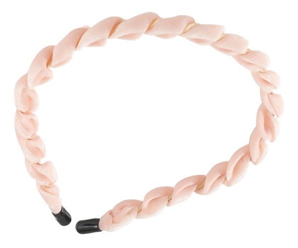 Ecarla, Opaska do włosów pleciona - ze złotym splotem 02, Różowa