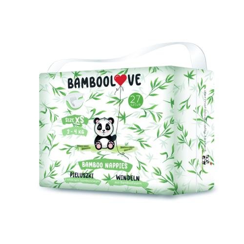 BAMBOOLOVE PIELUCHY Z WŁÓKNEM BAMBUSOWYM ROZMIAR XS 2 - 4 kg (27 szt.) -