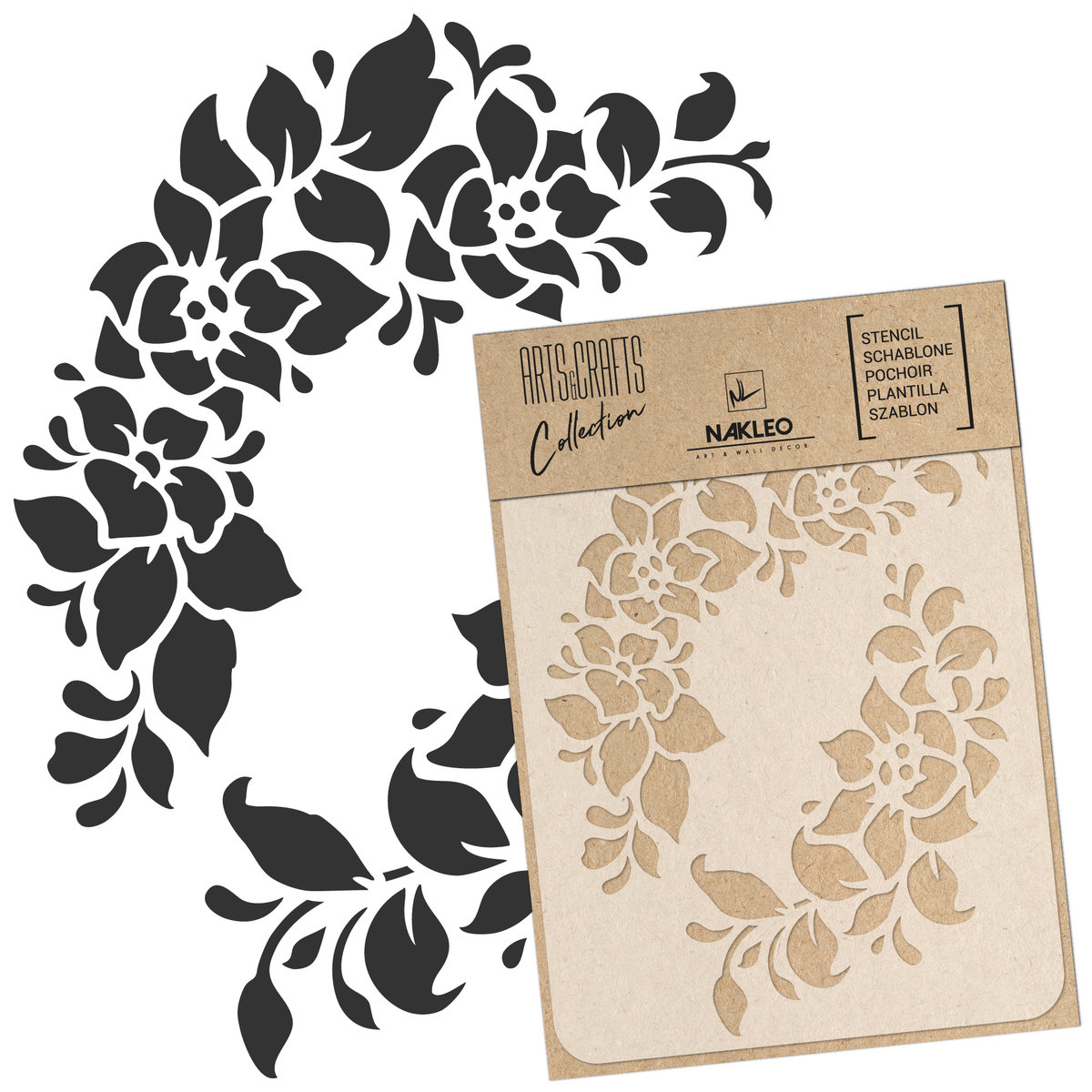 szablon malarski scrapbooking – craft // KWIATY – RAMKA - A4 (21x30cm)