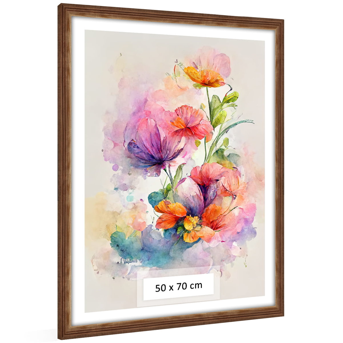 Frezowana Ramka Na Zdjęcia 50 X 70 Cm, Drewniana Rama W Kolorze Brązowym