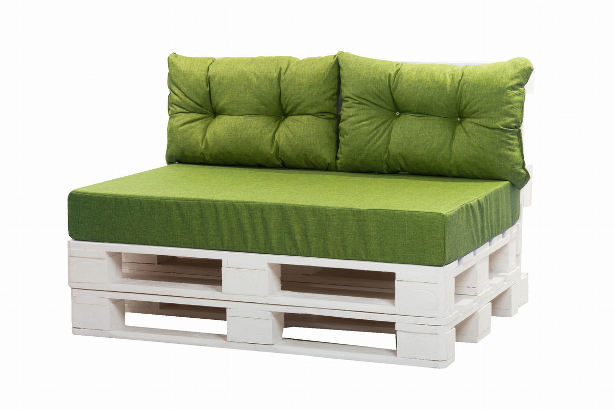 Zestaw poduszek na meble z palet: 120x80 + 2 szt. po  60x40/ wodoodporne poduszki ogrodowe, kolor zielony