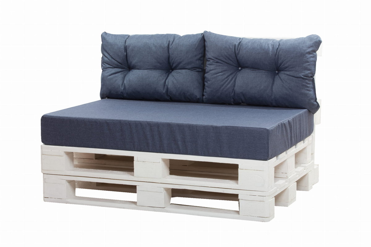 Zestaw poduszek na meble z palet: 120x80 + 2 szt. po 60x40/ wodoodporne poduszki ogrodowe, kolor granatowy