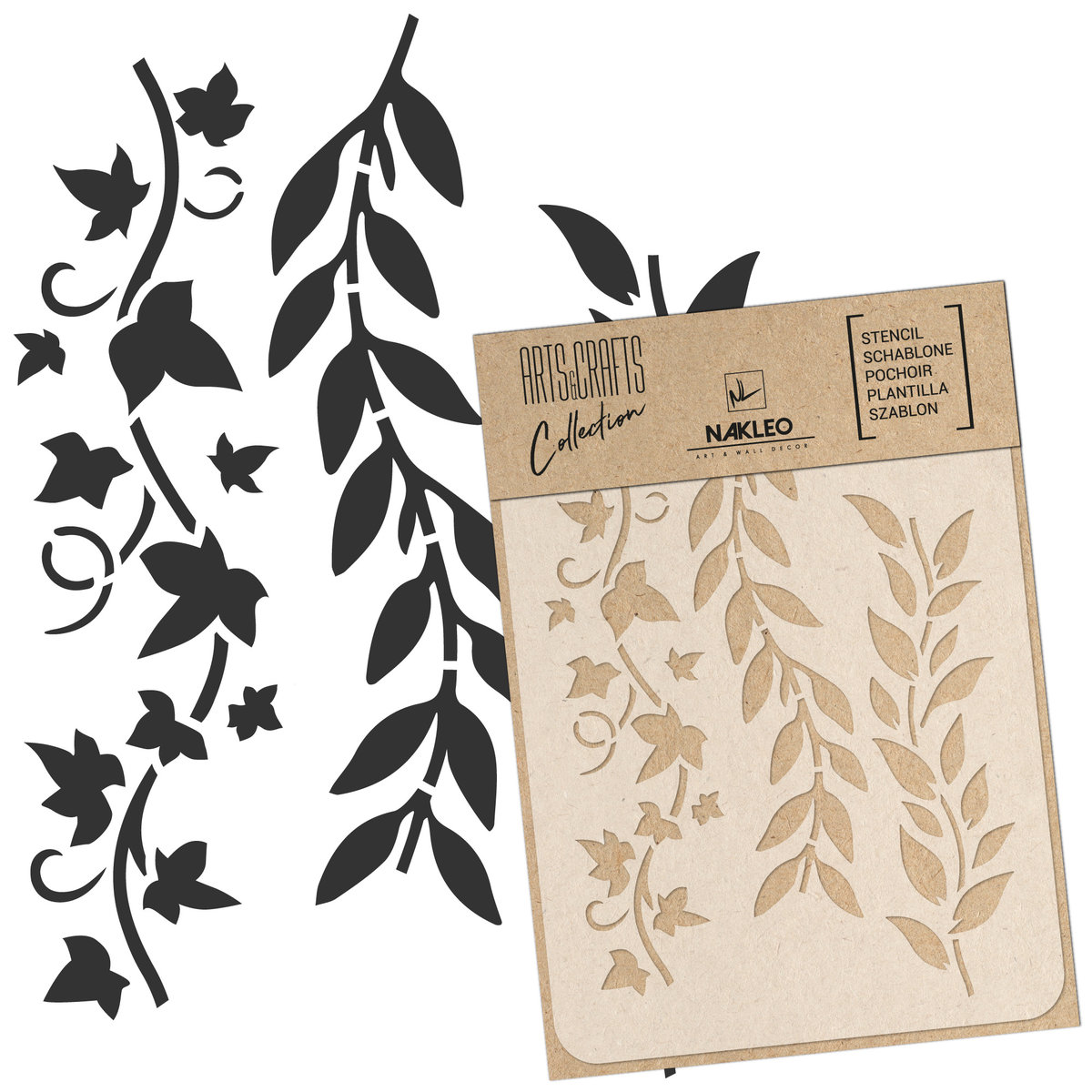szablon malarski scrapbooking – craft // MINI BORDIURA – LIŚCIE - A3 (30x42cm)