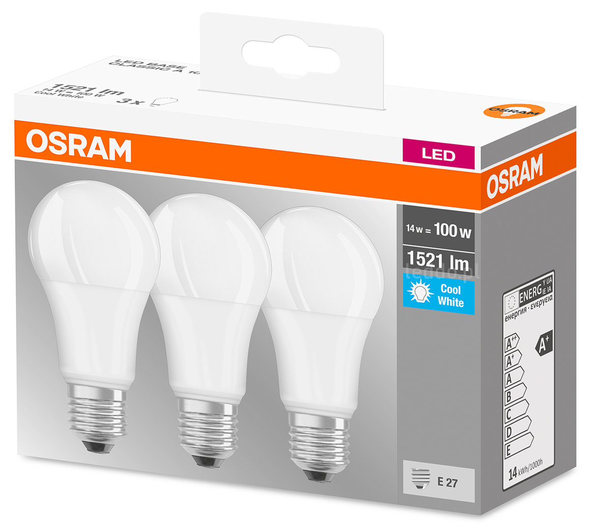 Osram Żarówka LED E27 14W, uniwersalna biel, 3 szt.