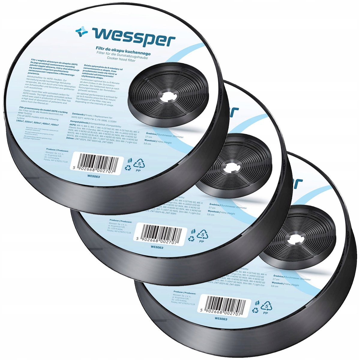 Akpo Wessper Wessper filtr węglowy do okapu Soft WK-4 WK-7 WK-5 OP5896