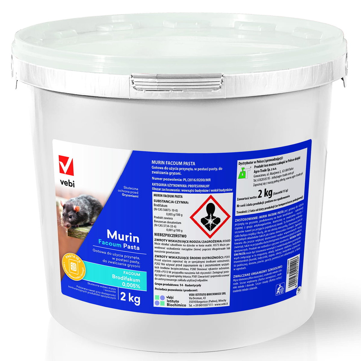 Murin Facoum Trutka Pasta Na Myszy I Szczury Brodifakum 2 Kg