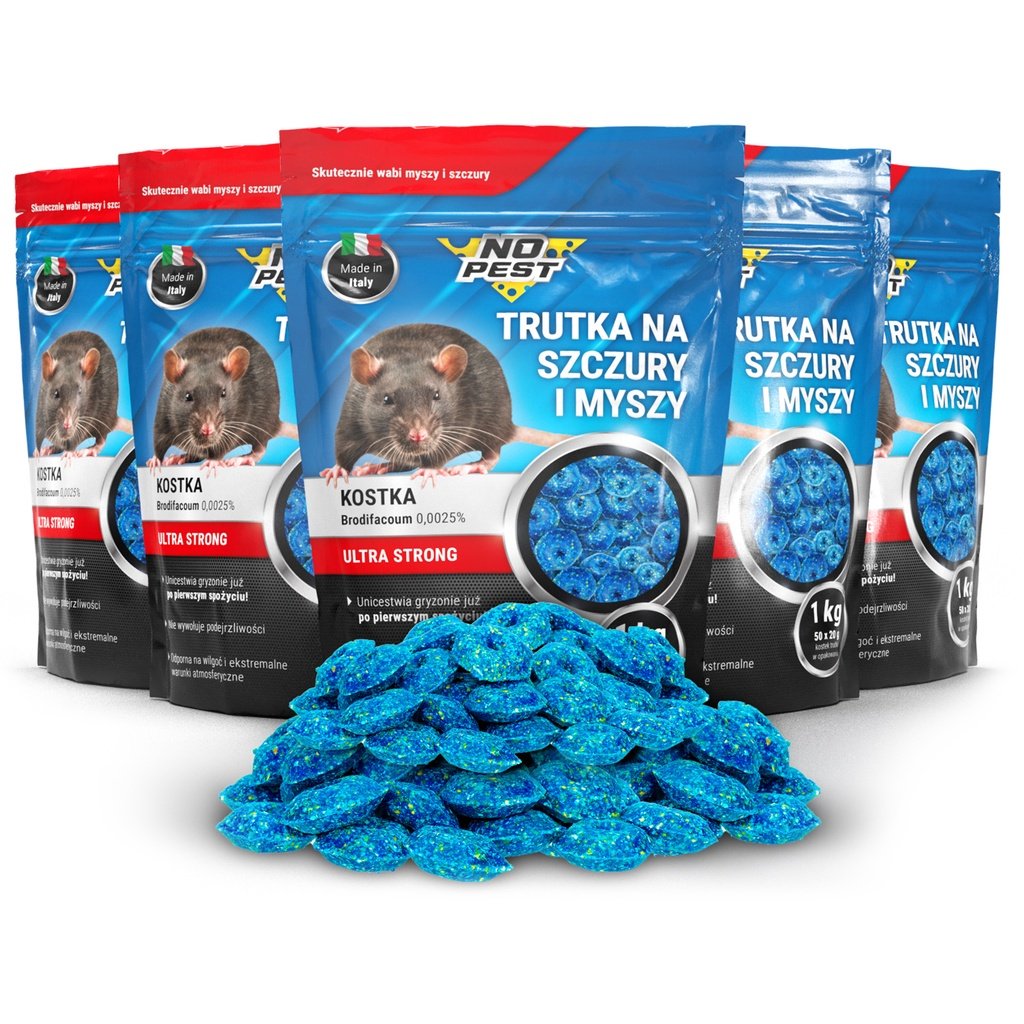 Trutka Na Szczury I Myszy 5Kg No Pest Kostka Brodifakum Substancja Trucizna Środek Na Myszy Szczury Gryzonie