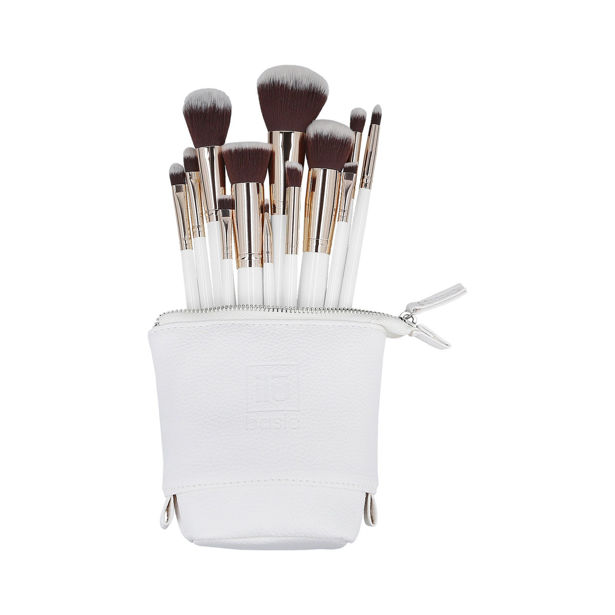 Ilū Basic, Zestaw 12 Pędzli Do Makijażu + Etui, Biały