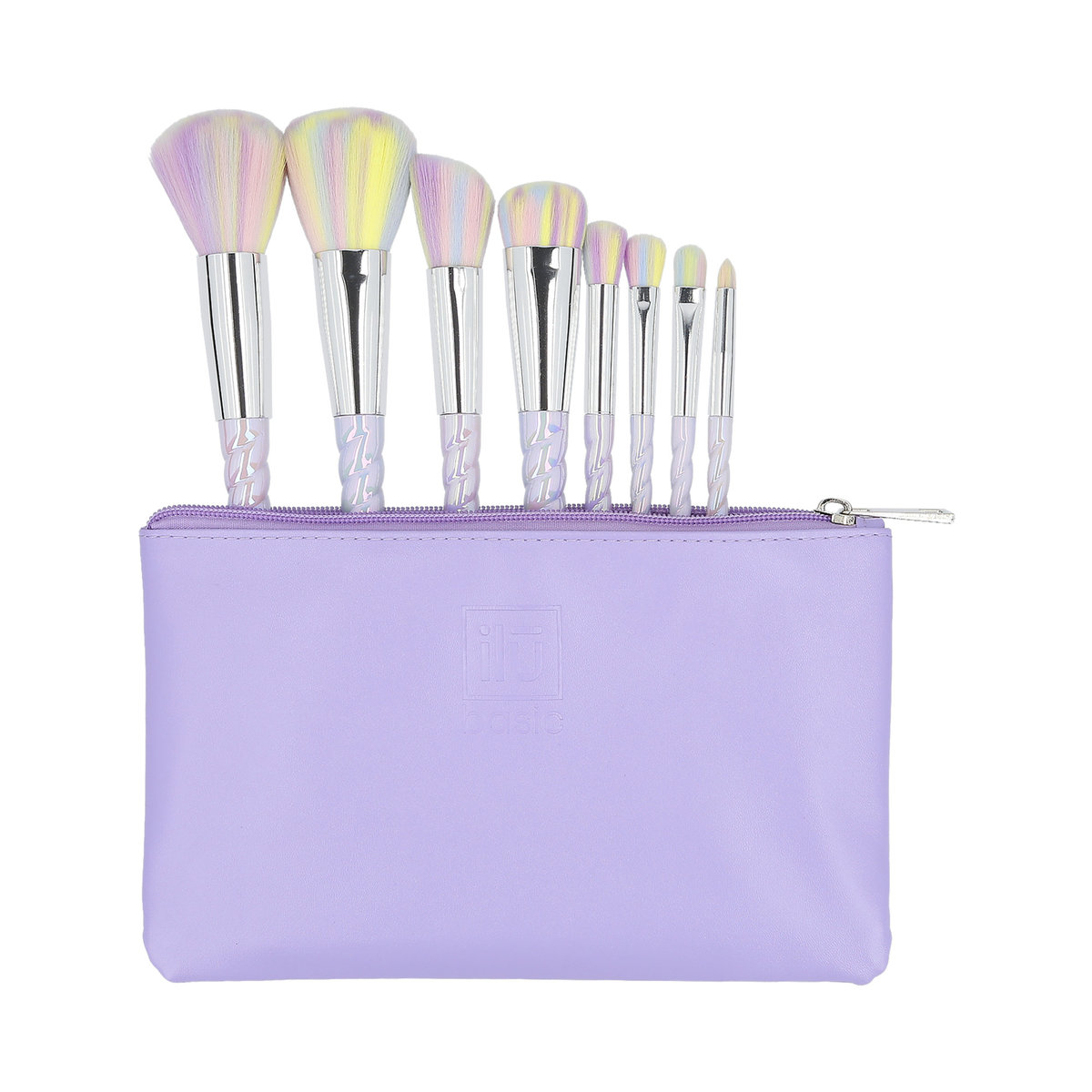 Ilū, Basic, Zestaw 8 pędzli do makijażu + etui Unicorn