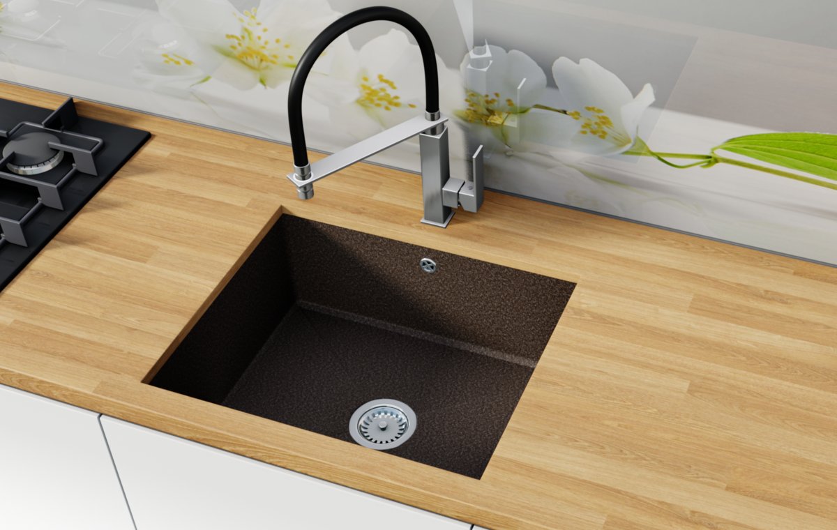 Exclusive Of Style Zlew Podblatowy Desk Brązowy Nakrapiany