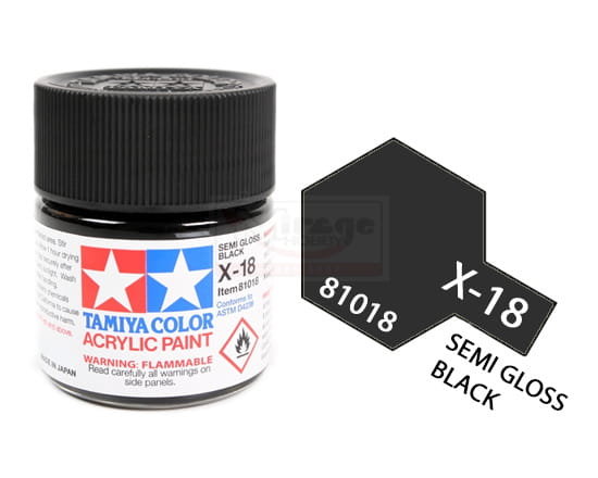 Tamiya Acrylic 81018 X-18 Semi Gloss Black 23Ml [Satin]