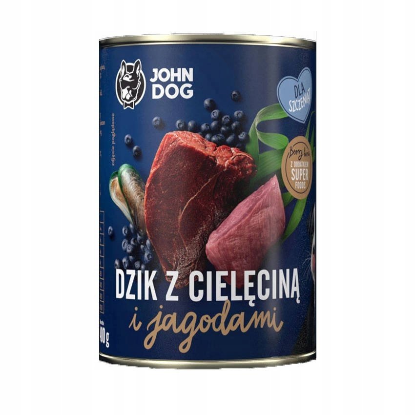 John Dog Dzik z cielęciną i jagodami 400g John Dog dla szczeniąt