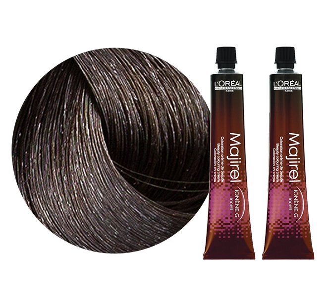 L'Oréal Majirel, Zestaw: Farba do włosów, kolor 5.0 głęboki jasny brąz, 2x50ml