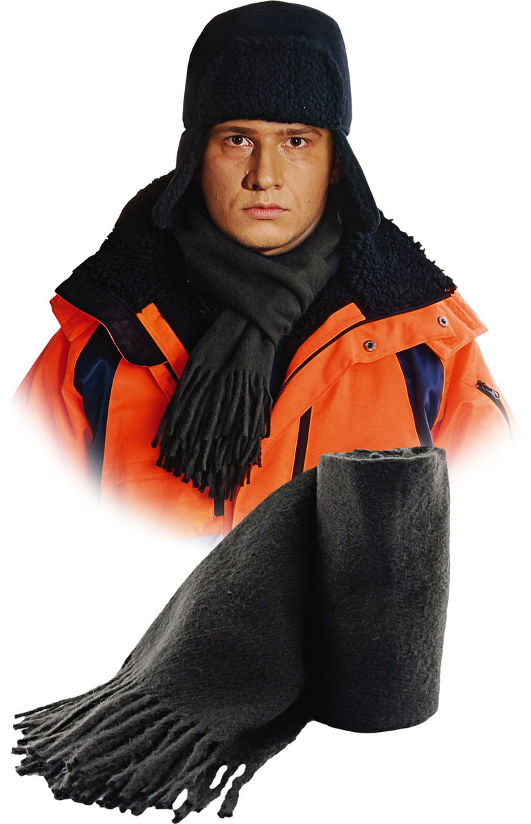 Szalds Szalik 160/32cm Ciepły Przędza Akryl Grafit