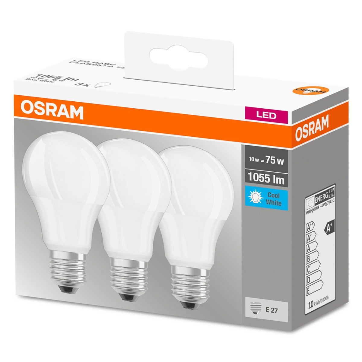 ZESTAW 3x LED Żarówka E27/10,5W/230V - Osram