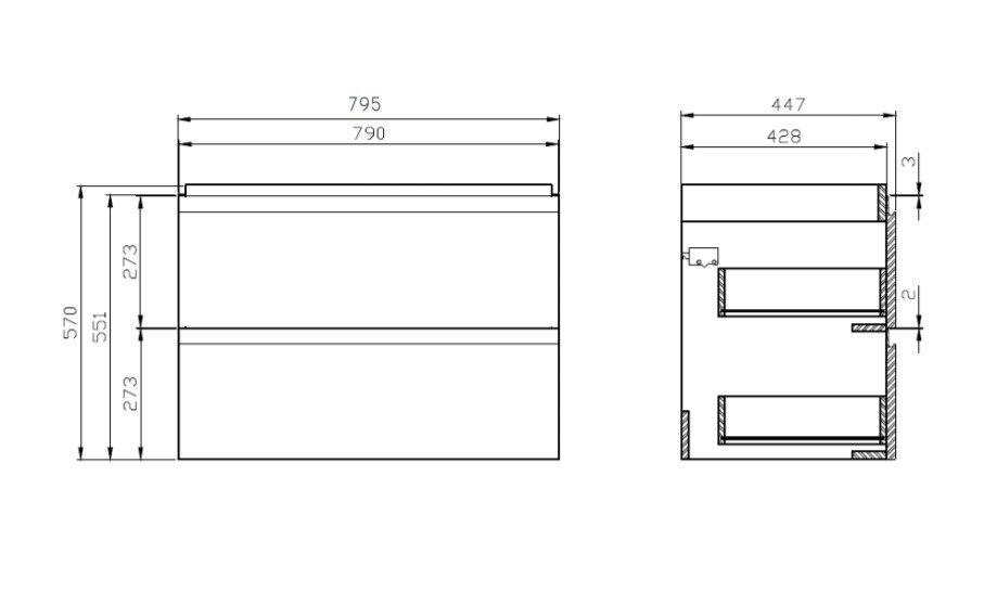 Cersanit Szafka podumywalkowa Moduo 80 szara