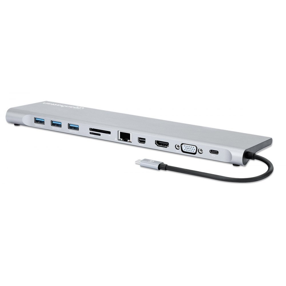 Manhattan Stacja dokująca USB-C / HDMI, Mini DP, VGA, RJ45, 3xUSB, SD