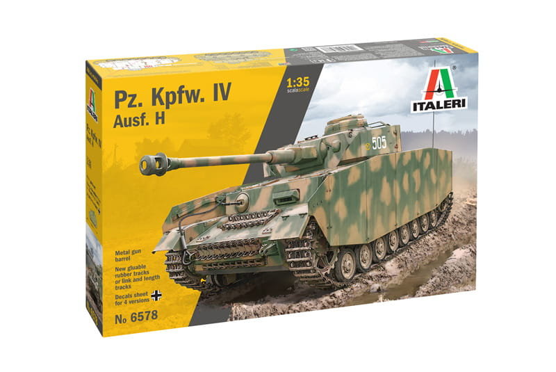 Italeri Niemiecki czołg średni PzKpfW IV Ausf H, z metalową lufą 6578