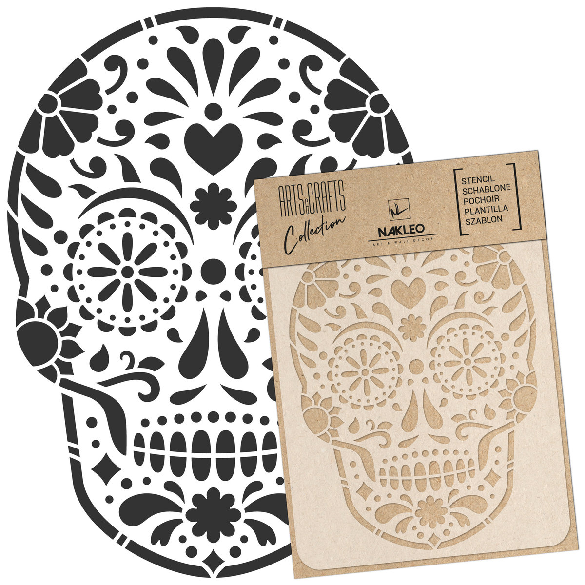 szablon malarski scrapbooking – craft // DIA DE LOS MUERTOS – CZASZKA MEKSYKAŃSKA - A3 (30x42cm)