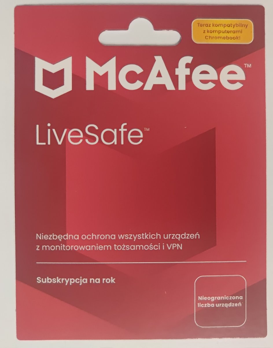 Mcafee Live Safe Bez Limitu Stanowisk Na 1 Rok