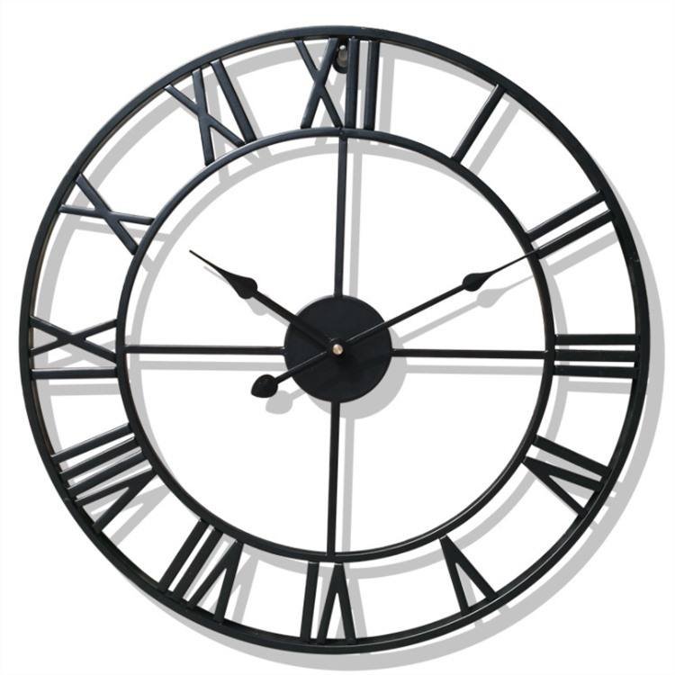 Zegar ścienny duży metalowy retro loft rzymski czarny 47 cm