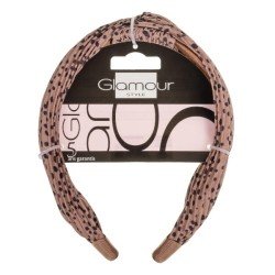 Glamour - Opaska szyfon brązowa w plamki 1szt