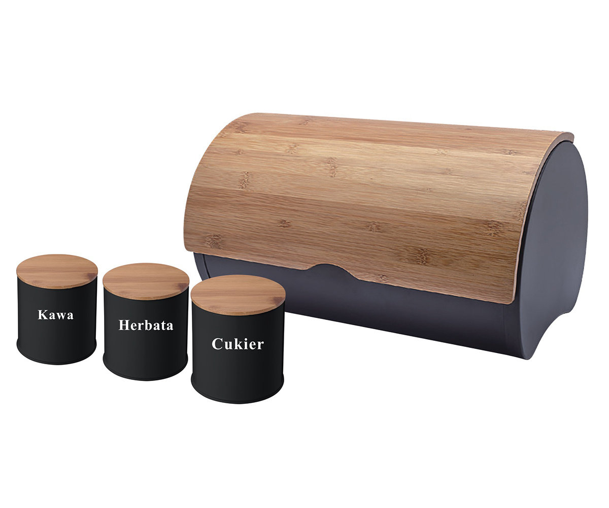 Chlebak Z Pojemnikami Czarny Metal Kawa Herbata