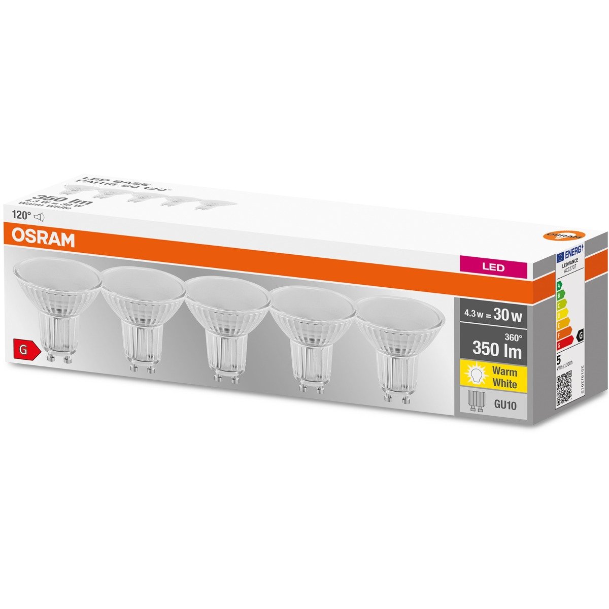 Osram reflektor LED GU10 4,3W 36° 2 700 K 5 szt.