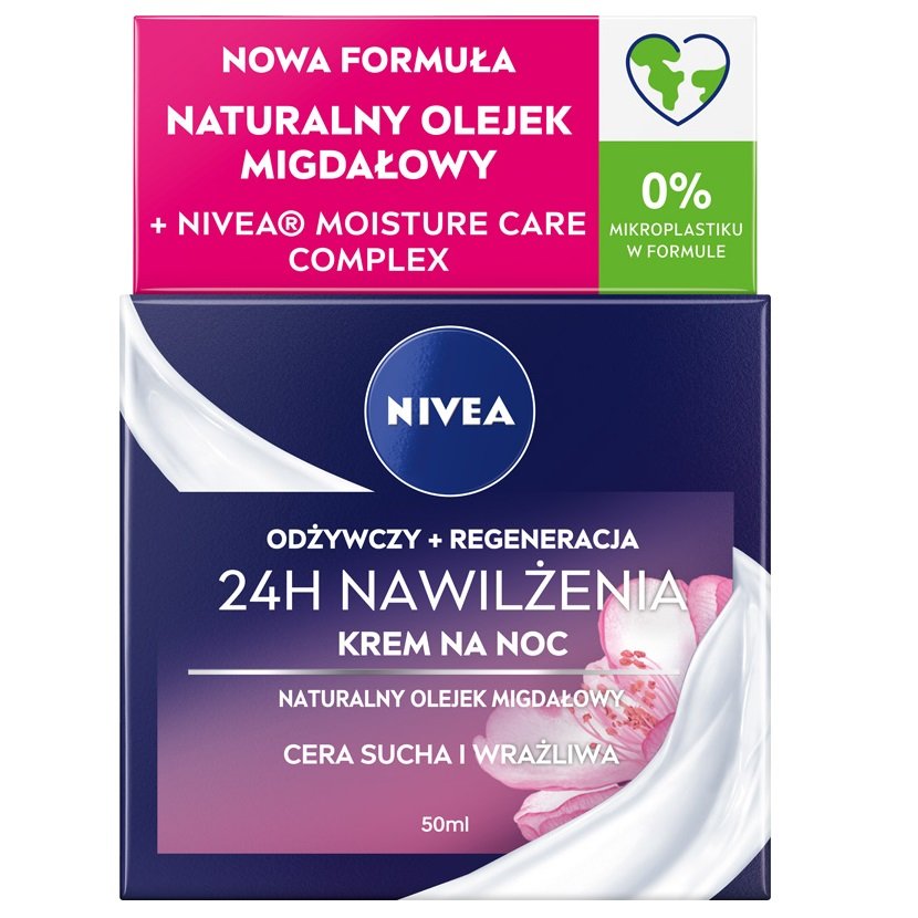 Nivea Nourishing Cream odżywczy krem na noc do skóry suchej i wrażliwej With Almond Oil and Hydra IQ 50ml