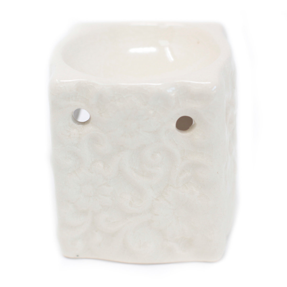 Klasyczny Ceramiczny Kominek Kwiaty - Biały