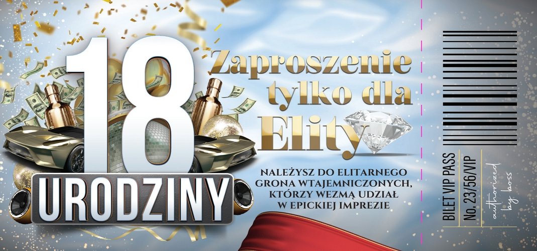 Zaproszenie Na 18 Urodziny Z Biletem Vip Zestaw 10 Szt Zdl1