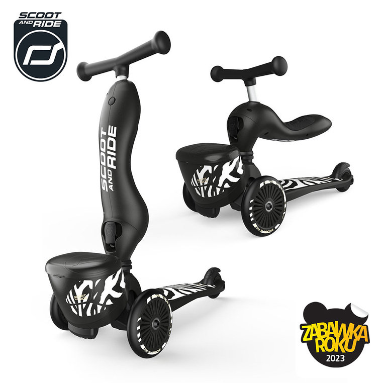 Highwaykick 1 Lifestyle 2w1 Jeździk i hulajnoga z zamykanym schowkiem 1-5 lat Zebra Scootandride