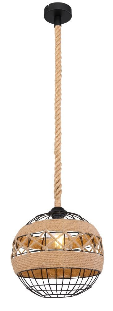 Wisząca lampa Ulleu 69029H 1 kulista na linie czarna brązowa