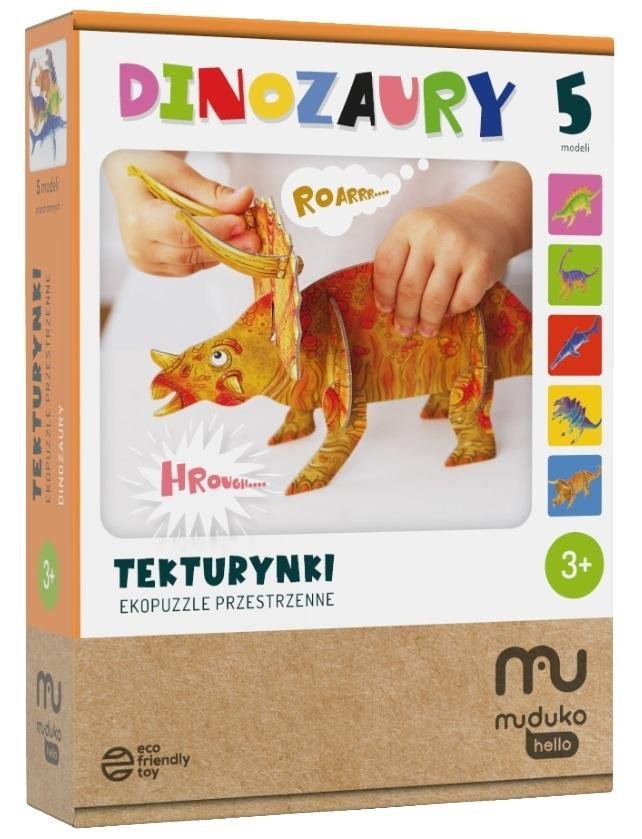 Tekturynki. Ekopuzzle przestrzenne. Dinozaury Muduko