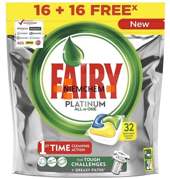 Fairy Platinum Kapsułki do zmywarki All in One Lemon 36 szt.