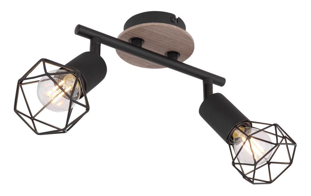 Globo Lighting Xara I kinkiet 2x40W czarny/drewno 54802S-2H