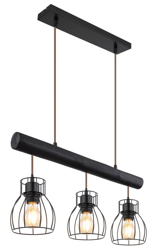 Wisząca lampa industrialna Mina 15326-3NB do jadalni czarna