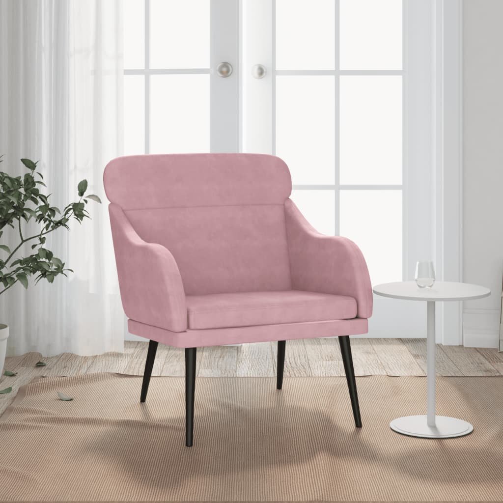 Zdjęcia - Sofa VidaXL Fotel, różowy, 63x76x80 cm, obity aksamitem Lumarko! 