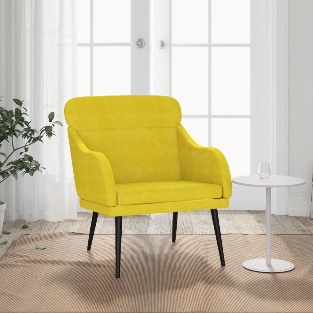 Lumarko Fotel, żółty, 63x76x80 cm, obity aksamitem